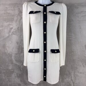 Majorelle Mathilda Mini Dress Womens Size XS White Black Contrast Button Front